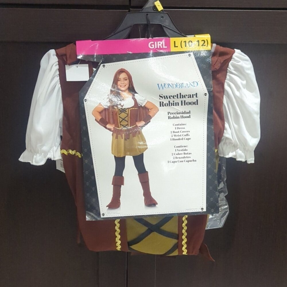WONDERLAND Sweetheart Robin Hood Costume - Brown, White, Gold - NWT 10-12